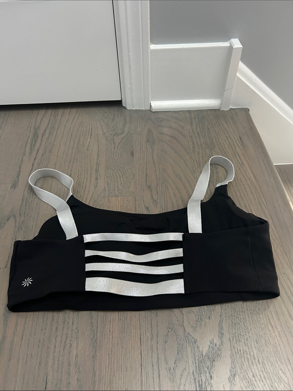 Athleta Black Sports Bra with Silver Straps